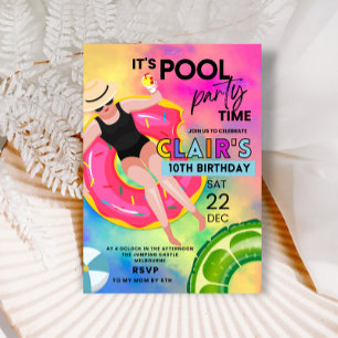 Piscina adolescente Invitaciones de cumpleaños Fie