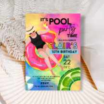 Piscina adolescente Invitaciones de cumpleaños Fie