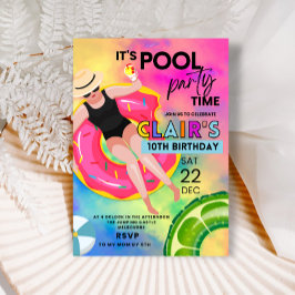 Piscina adolescente Invitaciones de cumpleaños Fie