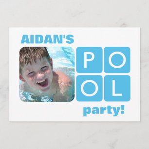 Piscina azul y blanca Fiesta Invitación fotográfic