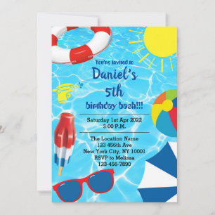 Piscina Bash Invitación a la fiesta de cumpleaños