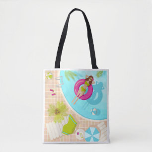 Piscina chica en bikini verano playa bolsa de tote