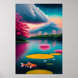 Piscina de Koi de Singapur - Imprimir arte de lien