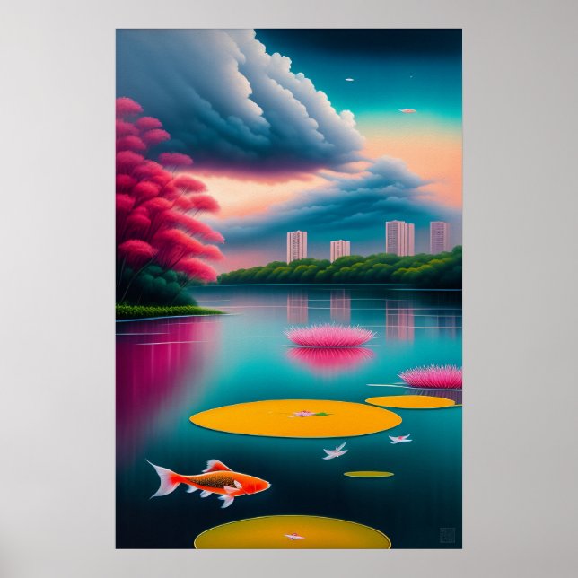 Piscina de Koi de Singapur - Imprimir arte de lien (Frente)