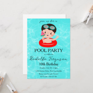 piscina de sandía invitaciones de fiesta de cumple