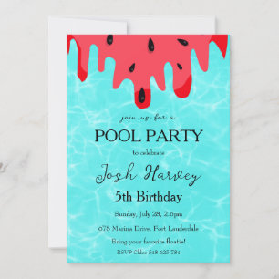 piscina de sandía invitaciones de fiesta de cumple