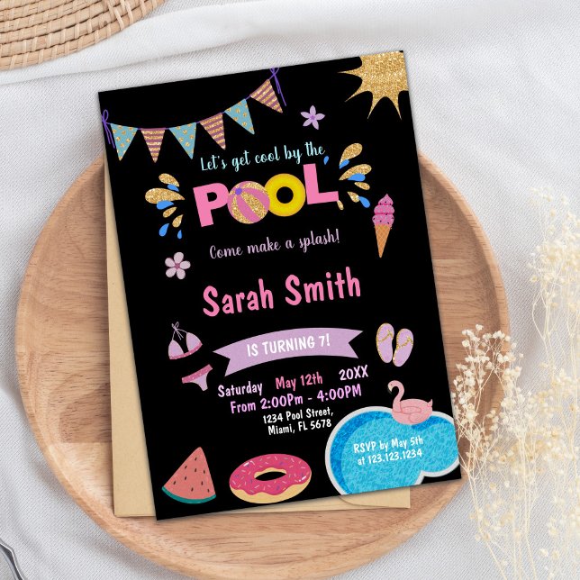 Piscina de sandía rosa Invitación de cumpleaños (Pink Watermelon Pool Birthday Invitations)