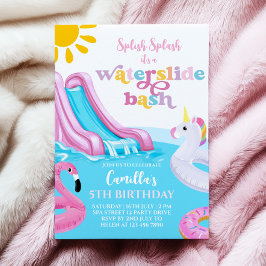 Piscina de tobogán de agua rosa Fiesta Invitación 