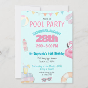 Piscina de verano de Chicas Pastel Invitación a fi