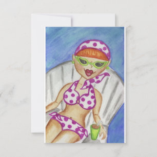 Piscina de verano retro bikini invitaciones para f