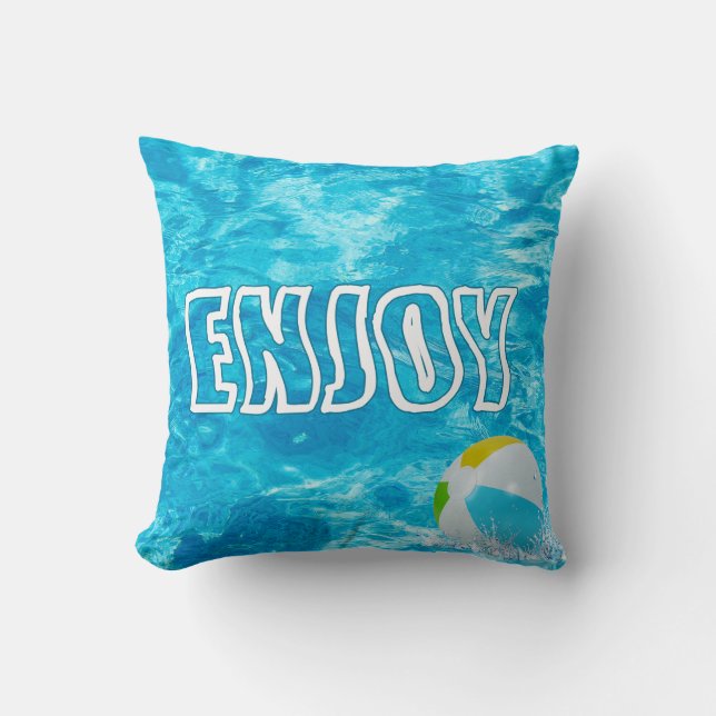 Piscina Disfrutar Cojín decorativo de texto (Anverso)