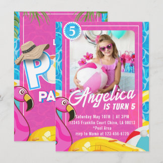 Piscina Doll Pink Invitación de cumpleaños