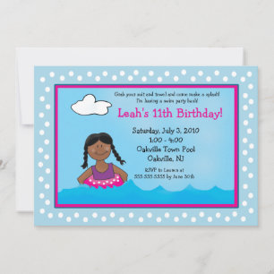 PISCINA Fiesta Chica de piel oscura 5x7 Invitacion