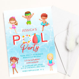 Piscina Fiesta Niños Invitación al cumpleaños