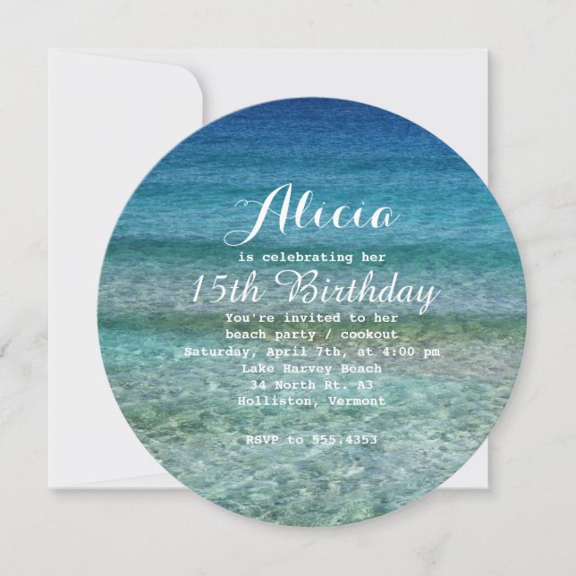 Piscina Fiesta Playa Fiesta Invitación redonda al  (Anverso)