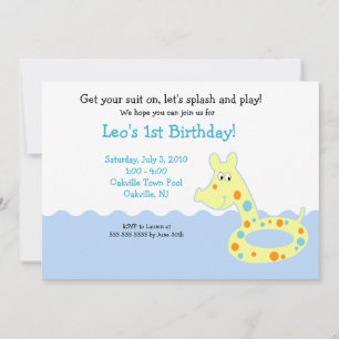 PISCINA Fiesta Tubo de natación 5x7 Invitaciones d