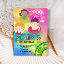 Piscina Invitaciones de cumpleaños Fiesta de niños