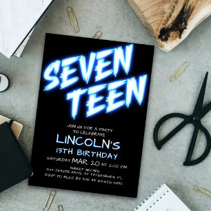 Piscina Neon Boys Invitación al cumpleaños 17