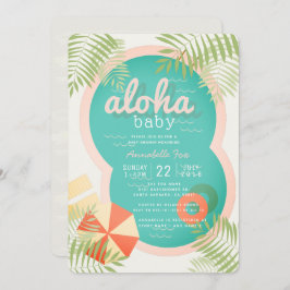 Piscina tropical Beige Aloha Invitación a Baby Sho