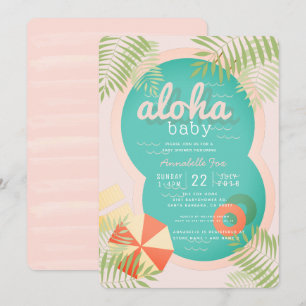 Piscina tropical rosa Aloha Invitación de Baby Sho