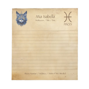 Piscis de Rótulo zodiaco y Bloc de notas para gato