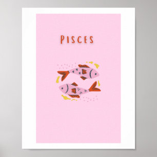 Piscis rosa, impresión de signo zodiacal, signo es
