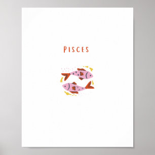 Piscis rosa, impresión de signo zodiacal, signo es