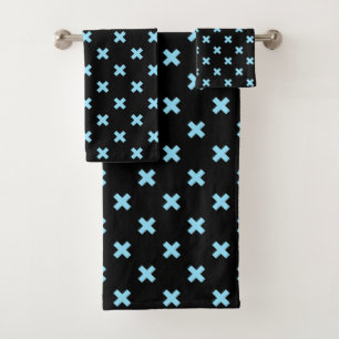 Pisos cruzados azules sobre negro