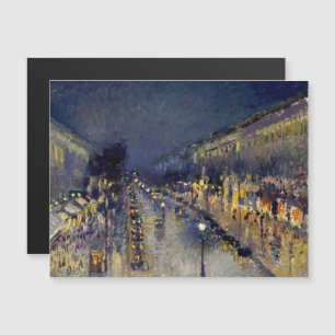 Pissarro - Blvd Montmartre de Noche Tarjeta Magnét