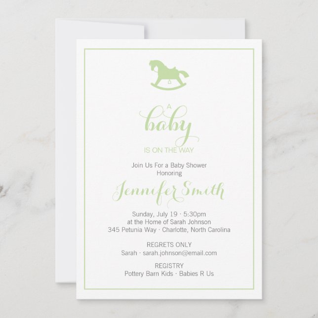 Pista de invitación a Baby Shower para caballos de (Anverso)