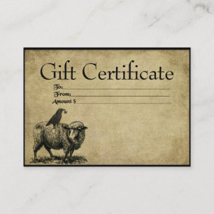 Pista de oveja- Tarjetas de certificado GIft Prim