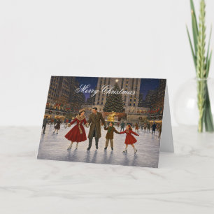 Pista de patinaje sobre hielo de Navidad familiar