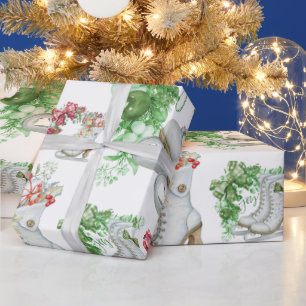 Pistas de hielo antiguas rojas y verdes   Papel de