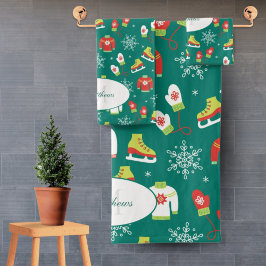 Pistas de hielo Copos de nieve Patrón Monograma Ve