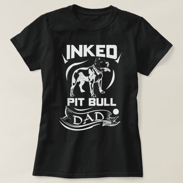 Pit Bull Dad con tinta - Camiseta PitBull para hom (Diseño del anverso)