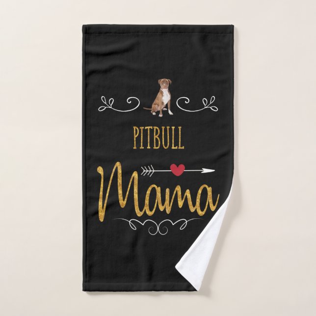 Pitbull ama mucho a mamá (Toalla de mano)
