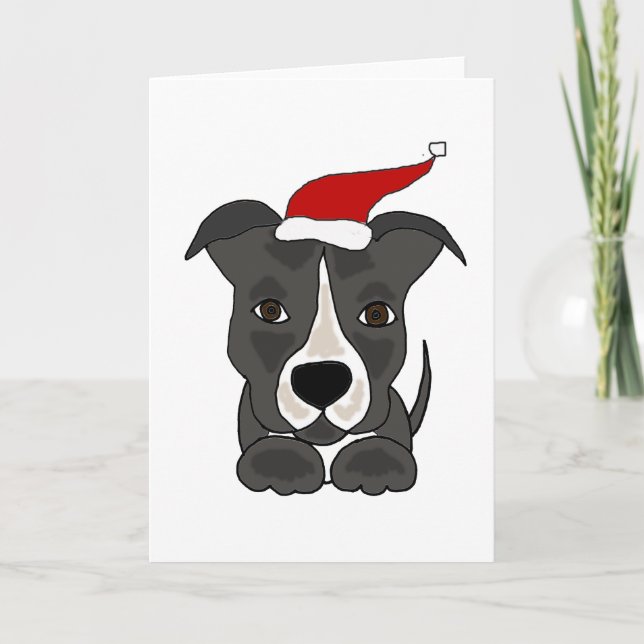 Pitbull gris divertido en arte del navidad del (Anverso)