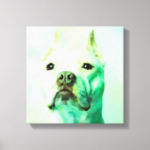 Pitbull Perro Agua Color Retrato Arte