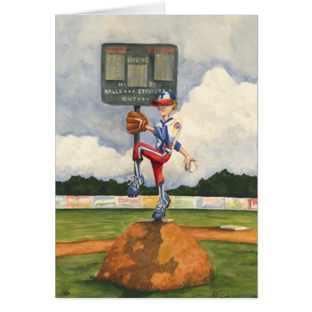 Pitcher de béisbol en Mound por Jay Throckmorton (Frente)