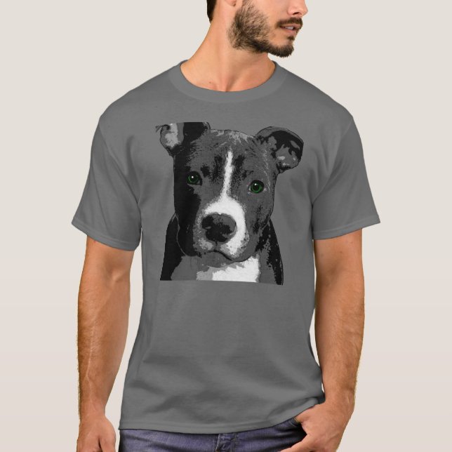 Pitt Bulldog Grandes Ojos Verdes Foto camiseta arr (Anverso)