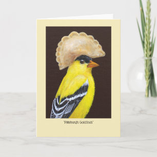 Pittsburgh Goldfinch con tarjeta gorra pierogi