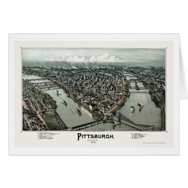 Pittsburgh, mapa panorámico del PA - 1902 (Anverso (Horizontal))