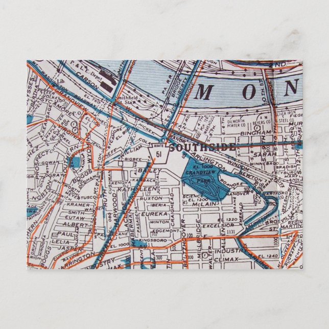 PITTSBURGH, postal de mapa de cosecha de cosecha d (Anverso)