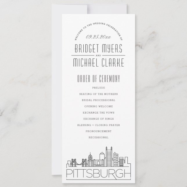 Pittsburgh | Programa de Boda Deco Moderno (Anverso)