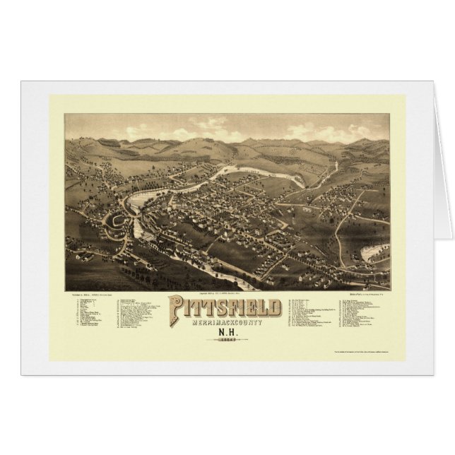 Pittsfield, mapa panorámico del NH - 1884 (Anverso (Horizontal))