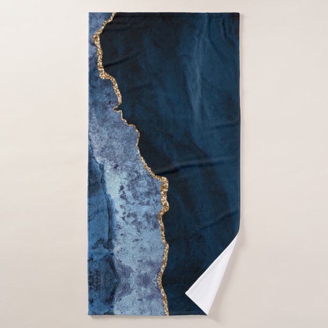 PixDezines Acuarela Agate Azul venas de oro (Toalla de baño)