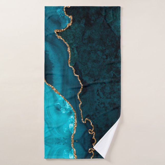 PixDezines Acuarela Verde azulada Agate verde vena (Toalla de baño)