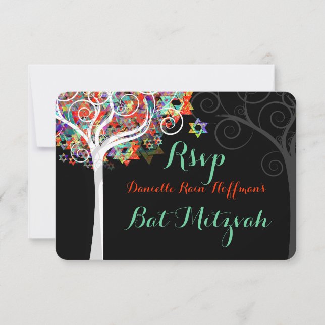 PixDezines árbol rsvp de la vida Bat Mitzvah/bar (Anverso)