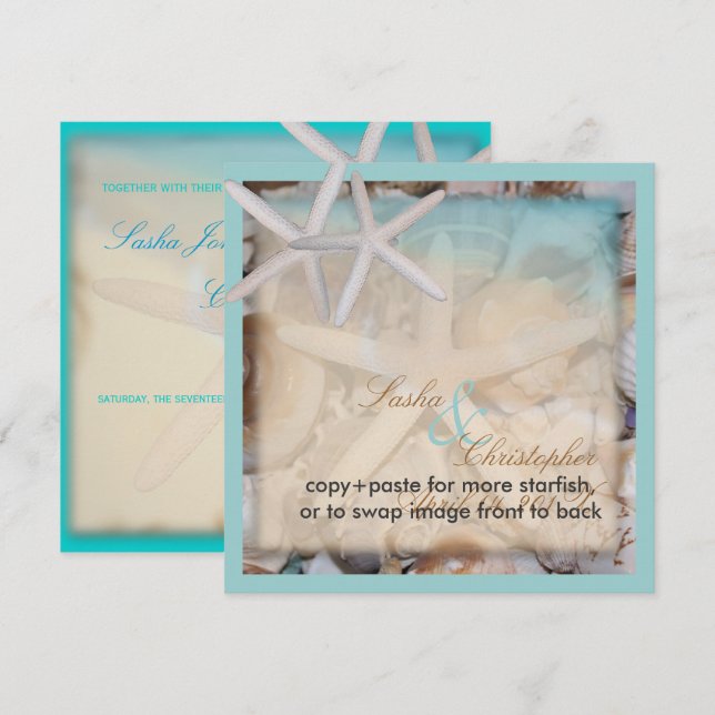 PixDezines BAJO Invitaciones SEA/STARFISH (Anverso / Reverso)