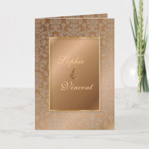 PixDezines Damask 4, Cobre, invitaciones plegadas